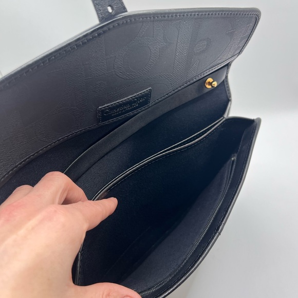Authentic Christian DIOR Vintage Black PVC x Leather Clutch